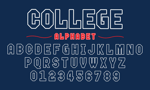 Editable typeface vector. College sport font in american style for football, baseball or basketball logos and t-shirt.	
