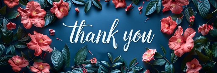Wall Mural - hank you! text thank you on abstract color background	