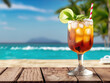 cuba libre cocktail on the beach, fresh tropical drink, exotic refreshment