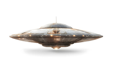 Sticker - Flying UFO isolated on white background