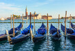 Venice gondolas and San Giorgio Maggiore island, Italy