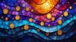 Stained glass window background with colorful abstract