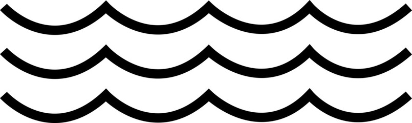 Wall Mural - Sea wave icon. Water logo, line ocean symbol in vector trendy flat style. Various waves water lake river black linear icon design isolated on transparent background use for website and mobile app.