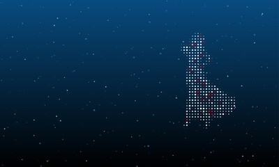 Poster - On the right is the lady symbol filled with white dots. Background pattern from dots and circles of different shades. Vector illustration on blue background with stars