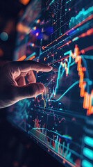 Stock market or forex trading graph and candlestick chart suitable for financial investment concept. Economy trends background for business idea and all art work design .