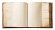 © Yeti Studio - Open antique book with worn leather covers and yellowed blank pages, cut out