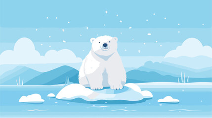 Wall Mural - abstract white polar bear in the snow. simple vector art