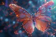 © BeblackDesign - A butterfly emerging in cyberspace wings made of nano circuits embodying rebirth and transformation ethereal background
