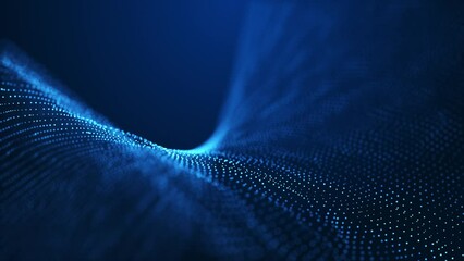 Technology flowing digital particles, Technology digital connection flowing dots loop background