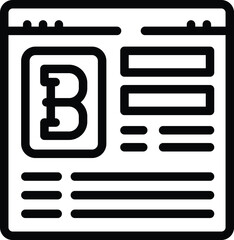 Poster - Bitcoin icon outline vector. Digital money wallet. Blockchain currency platform