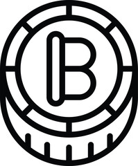 Poster - Bitcoin crypto asset icon outline vector. Trading cryptocurrency coins value. Monetary digital wallet