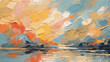 Innovative impressionism technique. Modern art print template. Abstract painting crafted with expressive dry brush textures. Oil painting style generative art.