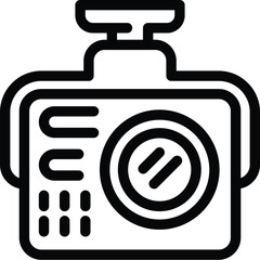 Poster - Photographic digital camcorder icon outline vector. Adventure extreme sport session apparatus. Capturing activity equipment
