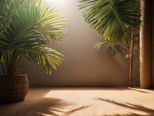  Shadow Overlay Effect Of Sun Blind With Palm Leaves