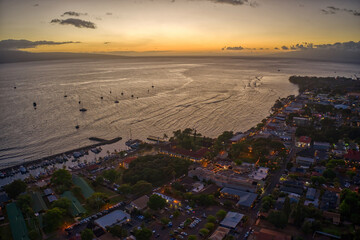 Poster - Aerial View of Lahaina, Hawaii at Dusk