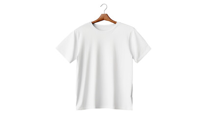Wall Mural - isolated white t-shirt hanging on hanger. white t shirt on transparent background