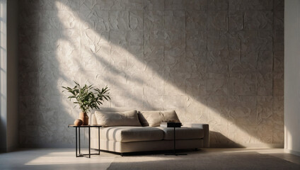 Wall Mural - Natural light-inspired minimalism - blurred windows with shadow overlays on textured background, ideal for showcasing products. 