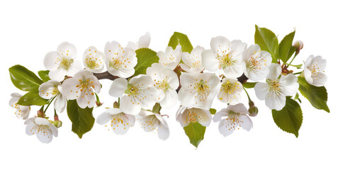 Poster - Cherry blossom branch on a white background. Created with Generative AI technology