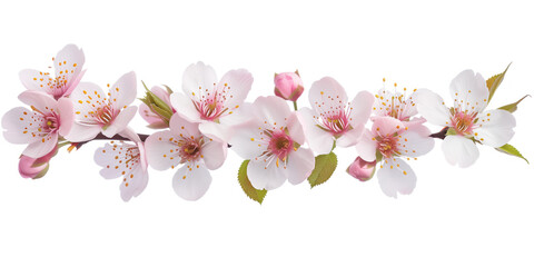 Poster - Cherry blossom branch on a white background. Created with Generative AI technology