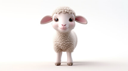 Wall Mural - 3d cartoon lamb isolated on white background