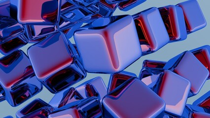 Poster - Minimalist interpretation of interconnected blocks symbolizing blockchain.