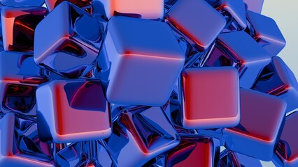 Poster - Minimalist interpretation of interconnected blocks symbolizing blockchain.