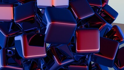 Poster - Minimalist interpretation of interconnected blocks symbolizing blockchain.
