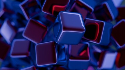 Poster - Minimalist interpretation of interconnected blocks symbolizing blockchain.
