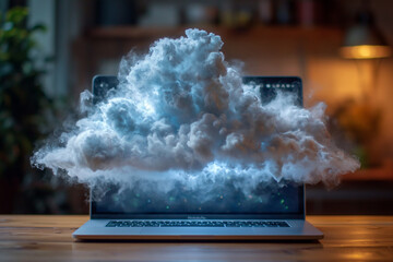 Poster - Thunderclouds fly over the laptop