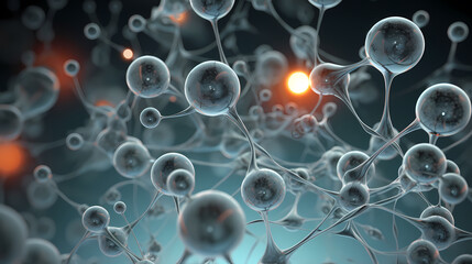 Wall Mural - Abstract biotech innovation, dynamic digital background with molecular structure and technology elements