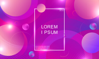 Fototapete - Creative Geometric background with circle shapes vector design. Abstract flat lines, gradients. Dynamic 3d composition for Banner, Landing Page, Web, Cover, Trendy gradient shapes composition. Vector.
