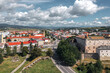 Aerial skyline cityscape of Zvolen, Slovakia on a sunny summer day