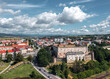 Aerial skyline cityscape of Zvolen, Slovakia on a sunny summer day.