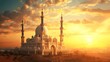 Beautiful view of the mosque at sunset. generative ai