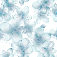 Canvas Print - Ethereal Blue Blossoms Seamless Watercolor Pattern.