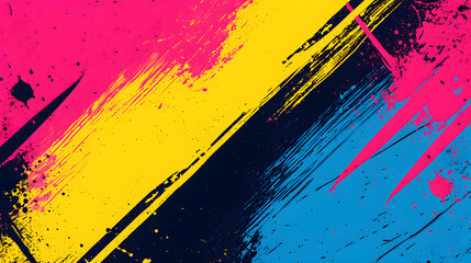 Poster - Brightly colored abstract backgrounds contrast sharply in a punk style.