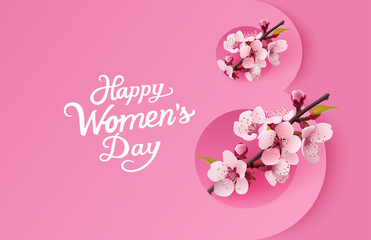 Wall Mural - International Women Day Banner. Flyer for March 8 cover. Number 8. Vector illustration