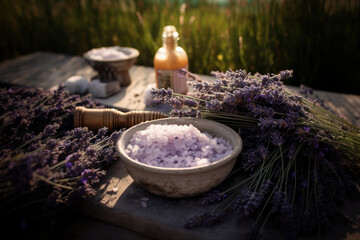 Sticker - сollecting lavender flowers for essential oil, lavender harvesting, making scented salt,  Generative AI