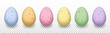 Vector colored pastel speckled Easter eggs. Easter egg hunt design element.