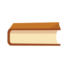 A Thick Book With A Brown Cover, Book Icon In Flat Design Style