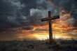 The Cross of Jesus with a backdrop of stormy skies reflecting sacrifice and redemption