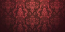 Maroon Wallpaper With Damask Pattern