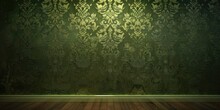 Olive Wallpaper With Damask Pattern
