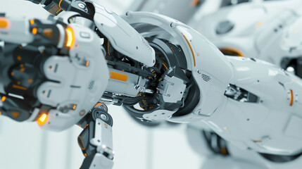 Poster - modern AI robotic arm working, advanced and futuristic artificial intelligence robots in industry