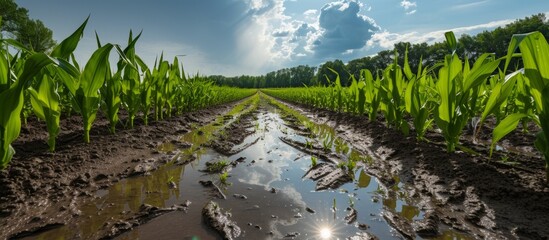 Wall Mural - Serenity in the vast expanse of a lush green grass field under the clear blue sky