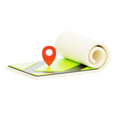 Poster - 3D Map Model Navigational Guide For Explorations. 3d illustration, 3d element, 3d rendering. 3d visualization isolated on a transparent background
