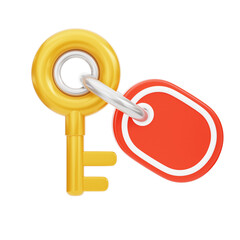 Poster - 3D Room Key Model Access. 3d illustration, 3d element, 3d rendering. 3d visualization isolated on a transparent background