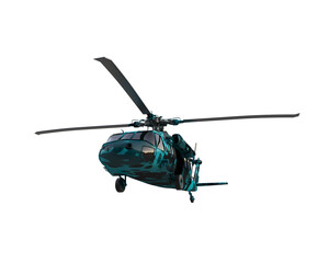 Wall Mural - War helicopter isolated on background. 3d rendering - illustration