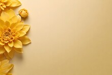 Yellow Background Flower Setting With Space For Text