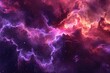 The image captures a vivid space featuring an abundance of stars and billowing clouds, Exotic interstellar cloud formations in hues of crimson and violet, AI Generated